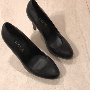 Black Leather Pumps, Size 9